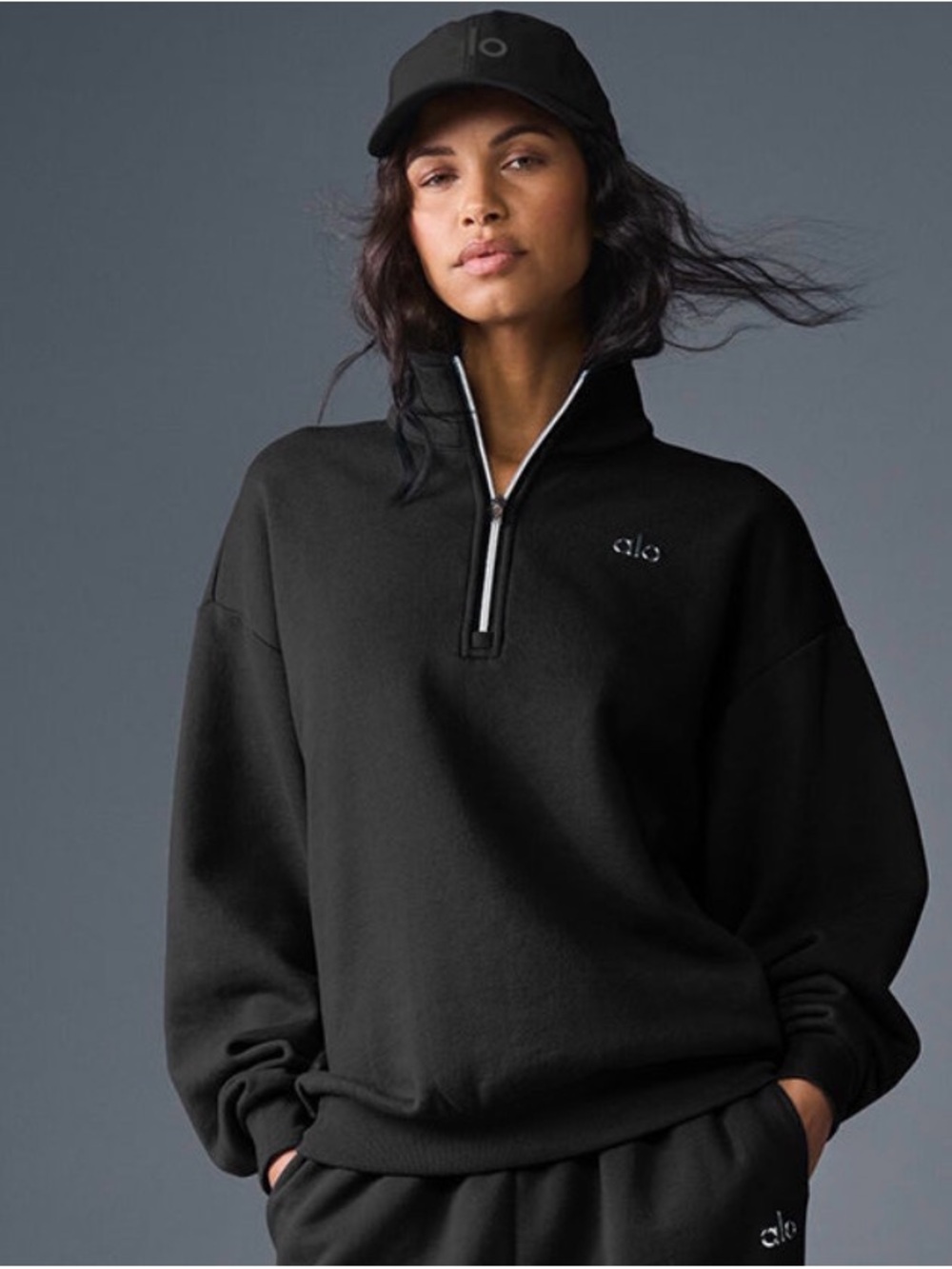 *NEW* ALO Yoga Accolade 1/4 Zip Pullover Sweatshirt - Black - L